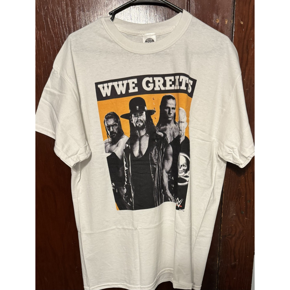 WWE Greats Wrestling HHH HBK Stone Cold Undertaker T-Shirt Men's Sz L White NWOT